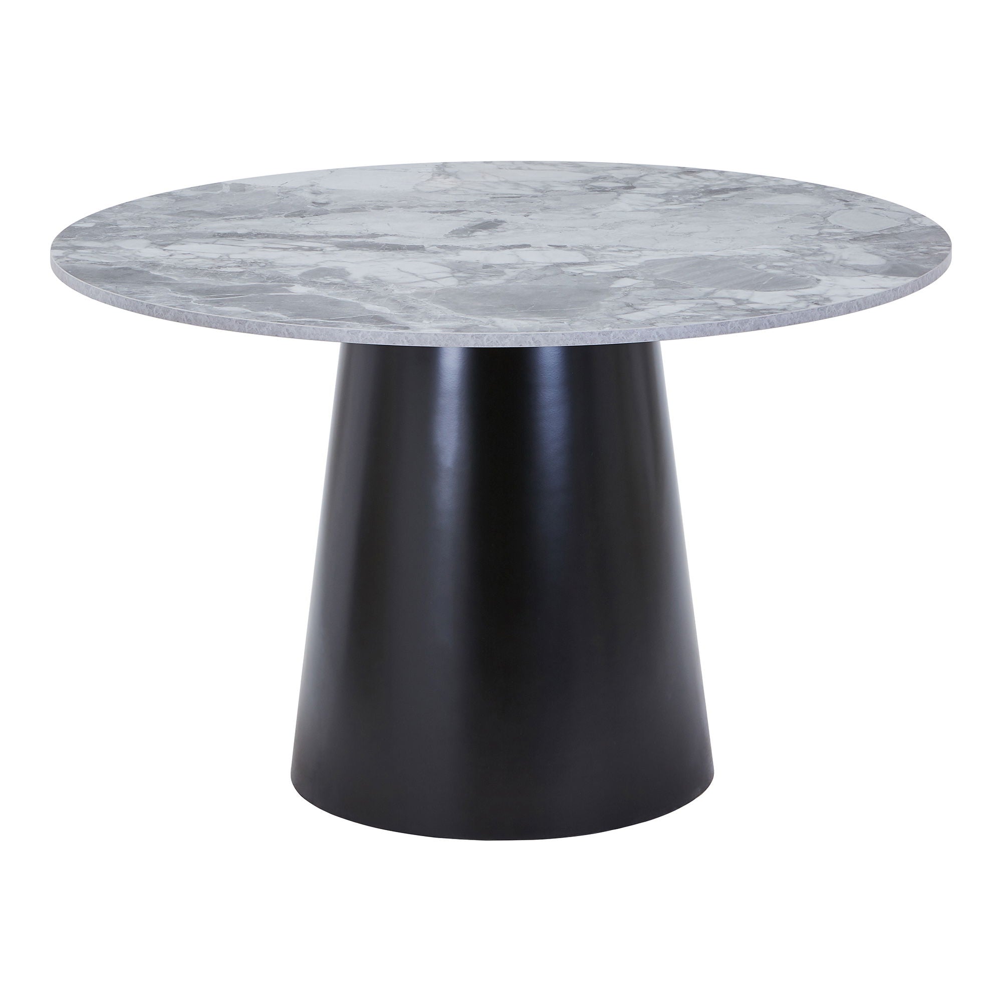 Brito Dining Table - Dining table, marble look, grey, black ø120x75 cm